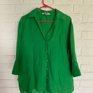 Zara Green Button-Up Women's Top